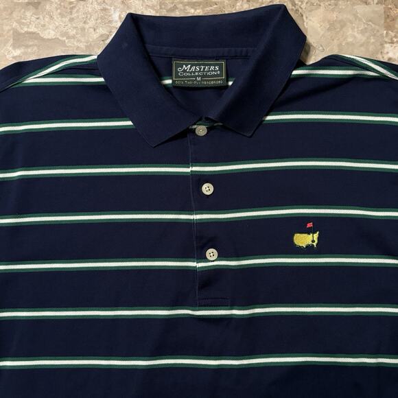 Masters Collection Polo Shirt Mens Medium Striped 60s Two Ply Cotton Augusta - Picture 1 of 11
